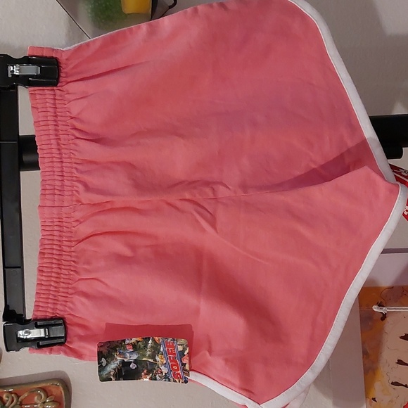 Pink soffe shorts with white striping - Picture 2 of 5
